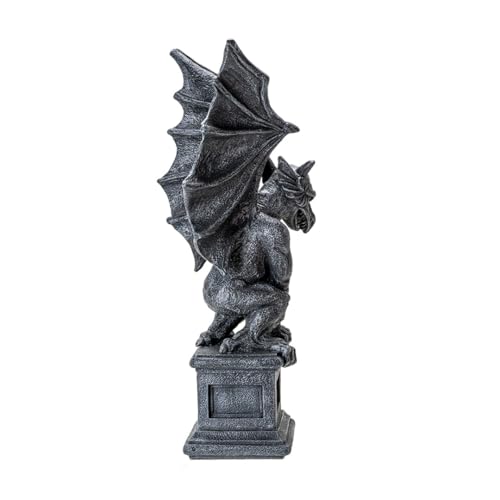 Gothic Gargoyle Statue - Medieval-Style Winged Creature Sculpture for Home & Garden Decor - 17.32 Inches