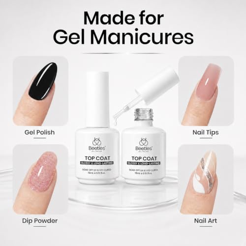 Beetles Extra Glossy No Wipe Gel Top Coat 2 Pcs 15ml - Clear Variation B-Clear-2