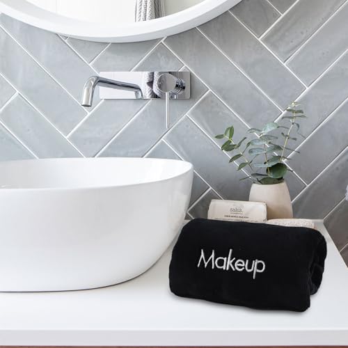 Makeup Towels Pack of 6 - Ultra Soft Microfiber Face Washcloths for Makeup Removal - Black Variation