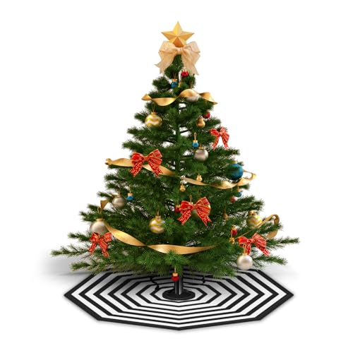 Large Halloween & Christmas Spider Web Tree Skirt 36 Inch Octagonal Black White