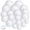 White Paper Lanterns Set - 21 Pieces Hanging Decor for Weddings & Parties - Variation: White