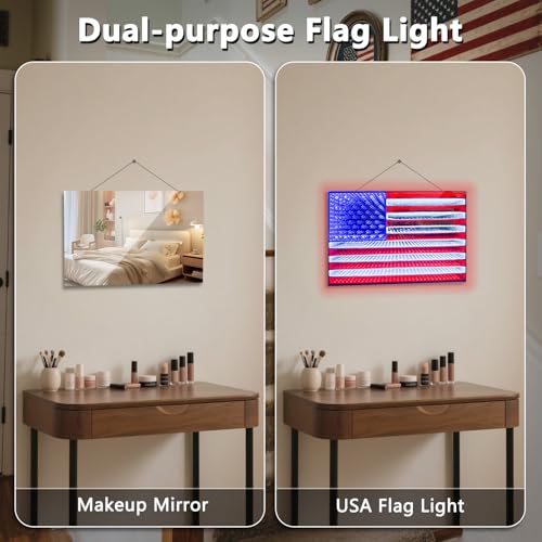 3D Mirror American Flag Infinity Mirror Light - 23x15 Patriotic Window Decor - Variation of This Listing