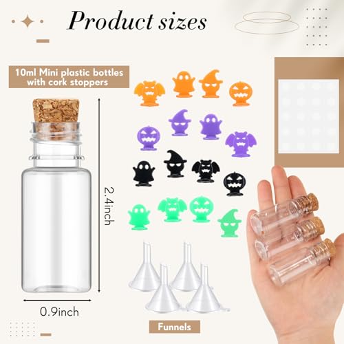 Mini Plastic Potion Bottles with Corks and Funnels - Cylinder Variation