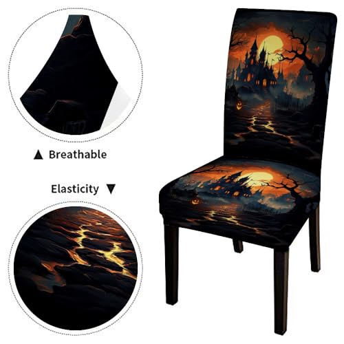 Halloween Chair Covers Set of 4 - Festive Dining Chair Decorations - Variation of Chair Cover-6 / 4