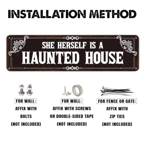 Gothic Halloween Metal Tin Sign - Spooky Witchy Home Wall Decor - House