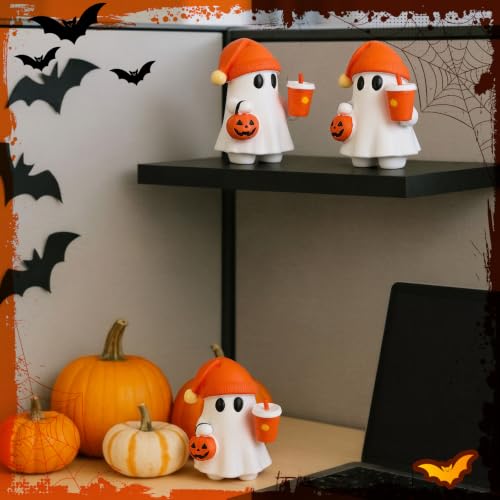 Halloween Ghost Figurine with Pumpkin Bucket & Orange Drink - Variation of Ghost Drink