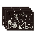 Halloween Skeleton Placemats Set of 4 12x18 Inch Table Mats for Party Dining Decor - Black & Beige