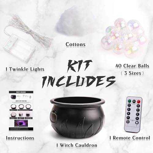 Indoor Halloween Bubbling Cauldron Decoration Set with Lights & Remote