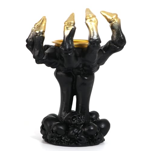 Halloween Gothic Skeleton Hand Candle Holder Black - Spooky Jewelry & Decor Organizer