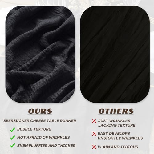 Black 10ft Table Runner for Outdoor & Wedding Decor - Cheesecloth Gauze