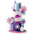 Animal-Themed Cake Topper Set with Spider Web Balls and Stars for Birthday Party