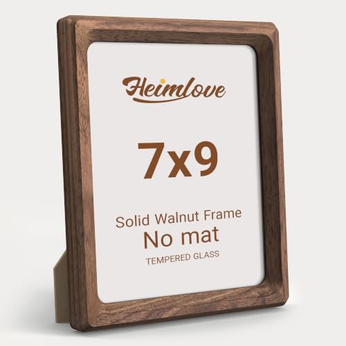 7x9 Walnut Picture Frame - Handcrafted Natural Wood with Tempered Glass, Wall & Tabletop Display - Black Walnut Variation