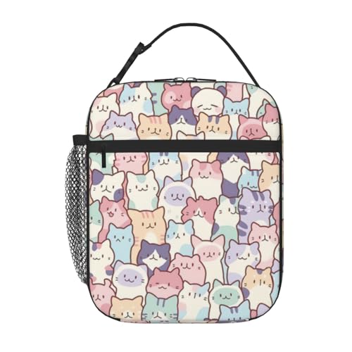 Cute Colorful Cats Insulated Lunch Bag for Kids and Teens - Kids Lunch Box