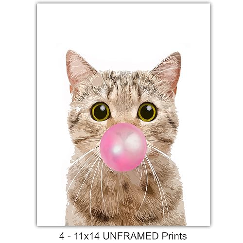 Cat Lover Wall Art 11x14 Unframed Prints - Cute Cat Gifts for Women