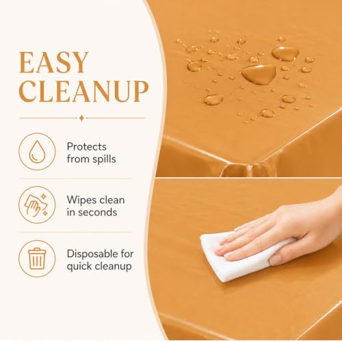 Solid Orange Plastic Tablecloth 54 x 108 Inches - 4 Pack, Rectangular