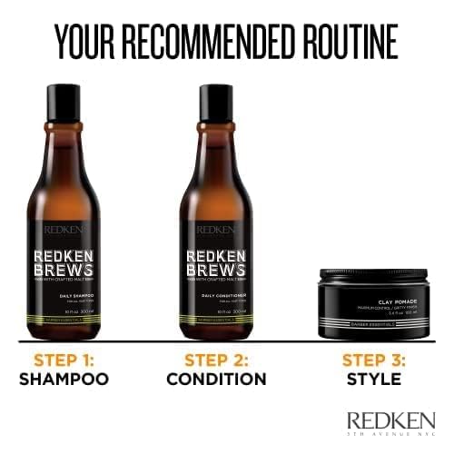 Redken Brews Clay Pomade For Men - High Hold & Matte Finish for Fine to Medium Hair