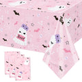 Pink Halloween Plastic Tablecloths - 3 Pack Spooky Party Table Cover - MEHOFOND