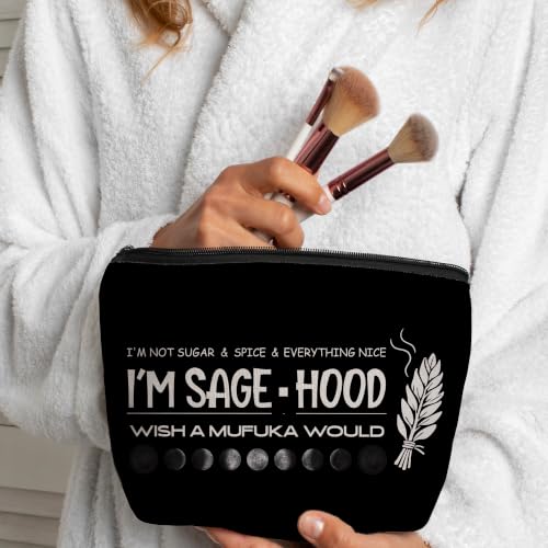 Black Goth Makeup Bag - Witchy Astrology Moon Bag for Halloween & Gift