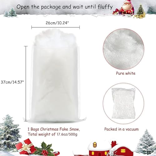 Artificial Snow for Christmas Decor 17.6 Oz Fluffy Indoor Winter Snow Blanket