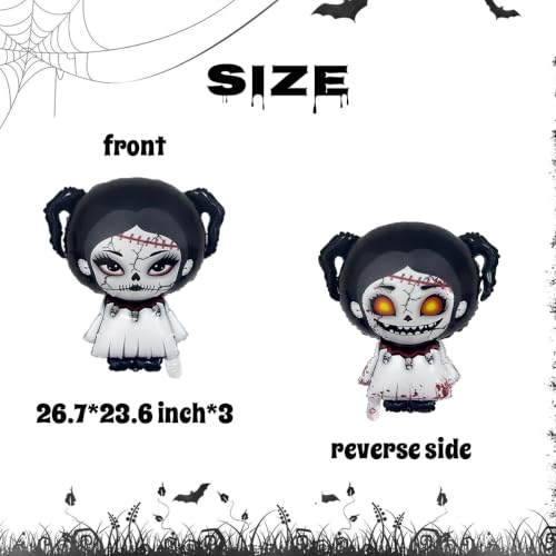 Halloween Foil Balloon Set with Horror Doll Designs for Party Decorations