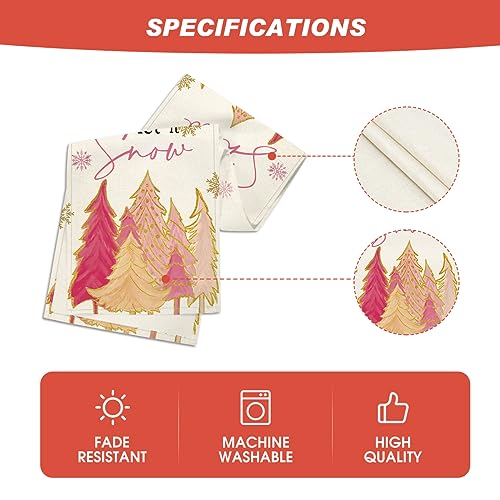 Artoid Mode Xmas Tree Winter Table Runner 13x90 Inch - Pink Holiday Decor