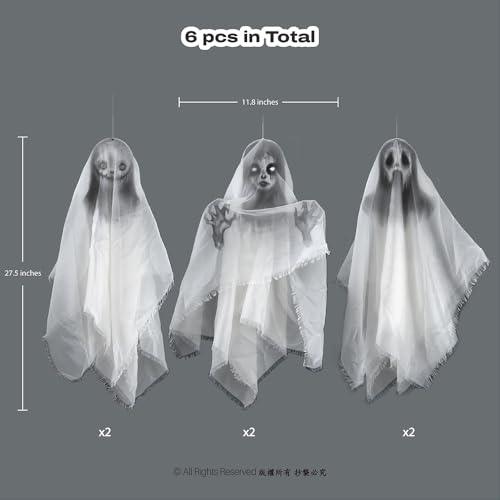 Ghost Hanging Decorations Set - Creepy Floating Ghost Garlands for Halloween Haunted House Yard Decor