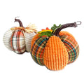 Fabric Pumpkins Set - 2 Pack Fall Thanksgiving Decor 5.5 Inch