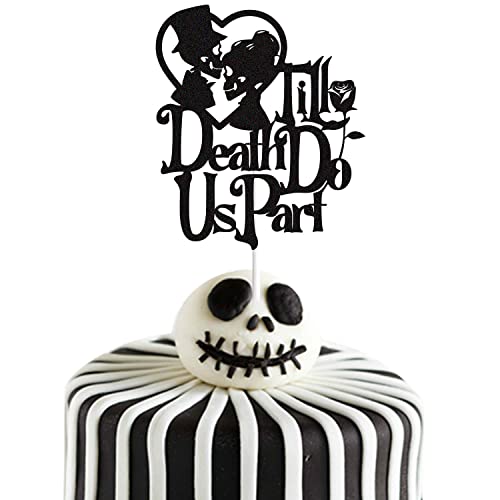 Skull Cake Topper for Halloween & Wedding - 6 Inch Glitter Silhouette Decoration