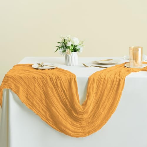 Yellow Cheesecloth Table Runner Set - 10 Pcs Autumn Fall Wedding Decor