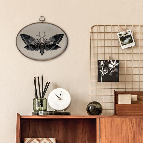Halloween Gothic Moth Skull Wall Art with Butterfly Variation - Dark Academia Canvas Decor, 8.5x11 Inch