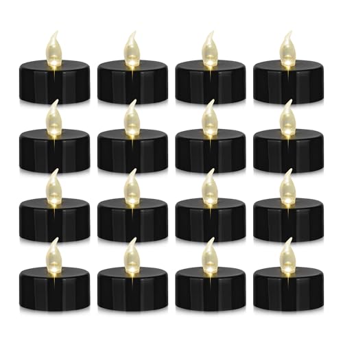 Nancia 12-Pack Battery Operated LED Flameless Tea Lights - Black, Safe & Romantic