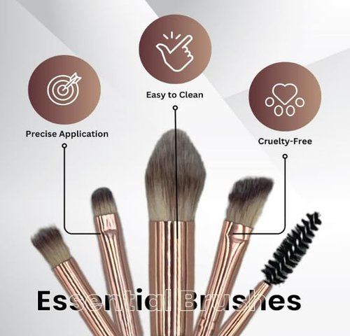 Amene NYC Makeup Brush Set Professional, 15 Wood Handle Makeup Brushes, Premium Cruelty-Free Synthetic Fiber Hair, Travel Make up Brushes Set with Case (Brown)