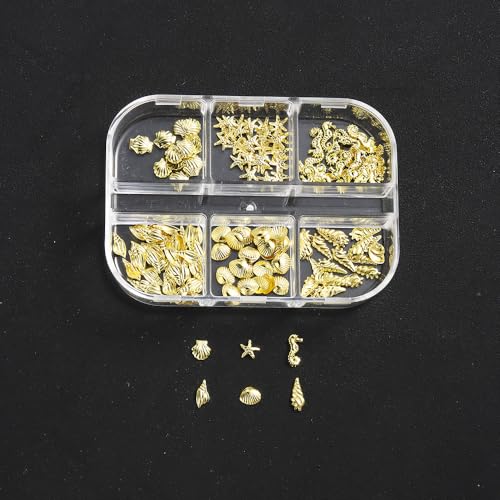 Marine Theme Nail Art Charms Set - Style-20, 3D Seashells & Sea Creatures, 2 Boxes