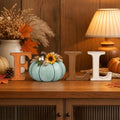 Fall Thanksgiving Wooden Letter Sign Set with Pumpkin Decor - Autumn Home Decor