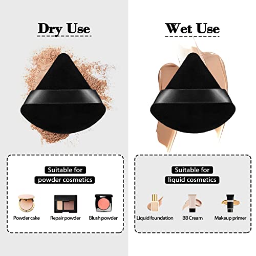 Black Triangular Powder Puff Makeup Sponges Set - Soft Velvet, Contouring & Eye Makeup Tools