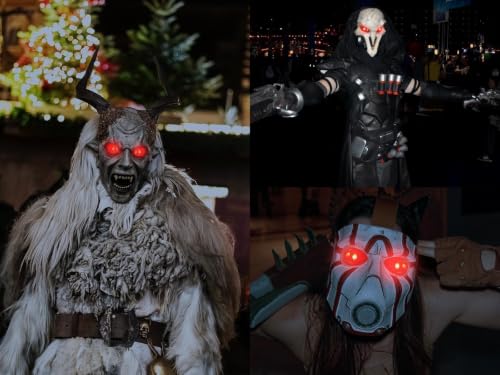 LED Glowing Eyes for Skeletons Halloween Light Up Eyes - Red 2 Sets - Waterproof & Timer