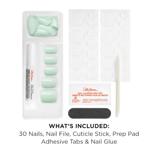Sally Hansen Instant Cuticle Remover and Amaze-Mint Press On Nails Kit with Nail Glue and Adhesive Tabs