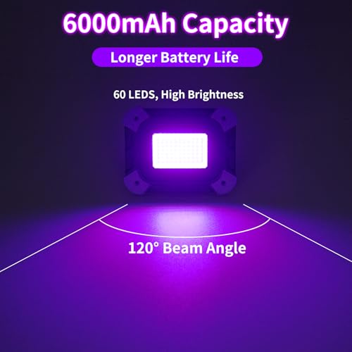 Rechargeable UV Black Light with 405nm Purple Variation, High & Low Modes