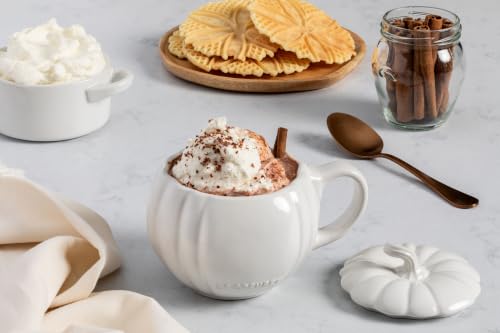 Le Creuset Stoneware Pumpkin Mug with Lid - Nectar, 14 oz Seasonal Drinkware