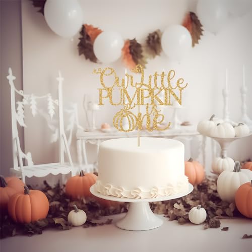 First Birthday Cake Topper Gold Glitter Pumpkin 1st Birthday Party Decor