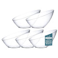 Clear Angled Plastic Serving Bowls 20oz Set of 5 - Medium for Parties