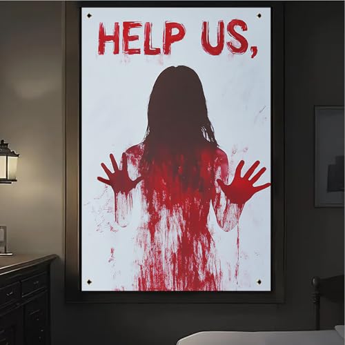 Halloween Shadow Figure Window Cover 31x47 Inch Polyester Decor - Spooky Silhouette