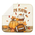 Fall Football Dish Drying Mat - 18x16 Inch Autumn Kitchen Counter Decor