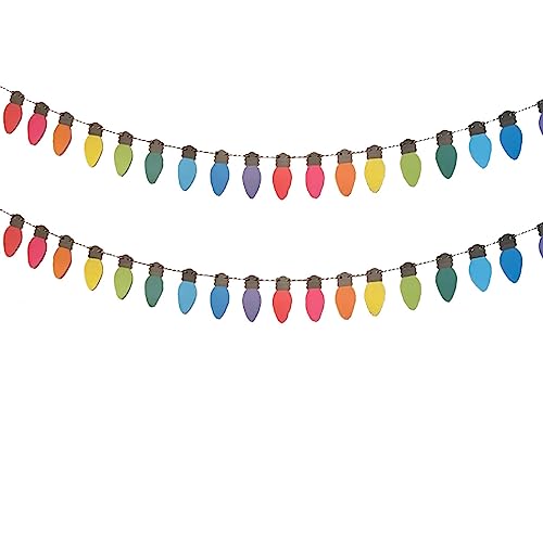 Finished Rainbow Paper Banner Garland for Home Party & Holiday Decor - Pack of 2