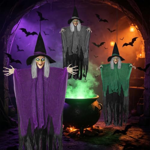 Halloween Hanging Witch Decorations - Set of 3, 59 Inches Outdoor Decor