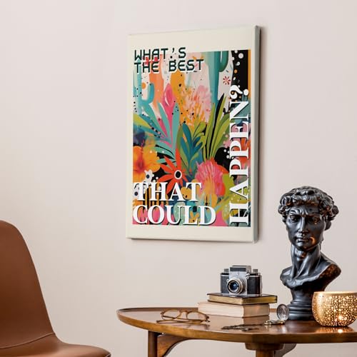 Maximalist Floral Framed Canvas Wall Art Decor 16x24 Inches - Eclectic Botanical Home Decoration