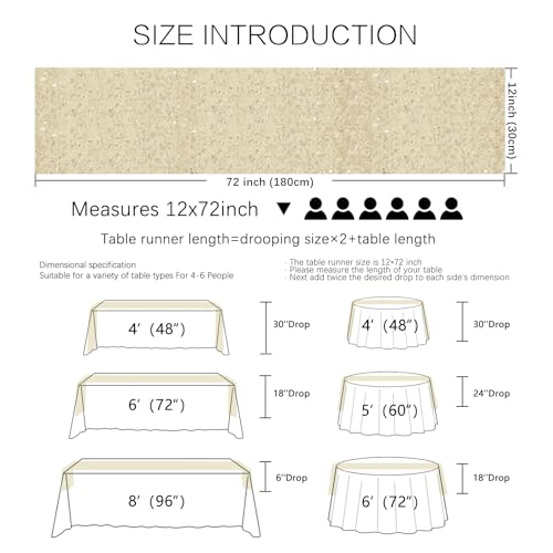 Champagne Sequin Table Runner 12x72 Inches for Wedding & Party Decor - 10 Pack