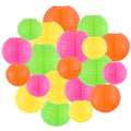 Neon Paper Lanterns Party Decorations - Set of 20 for Neon & Glow Parties