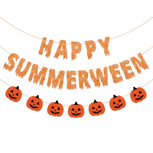 Happy Summerween Banner Set - Pre-Strung Spooky Summer Party Decorations