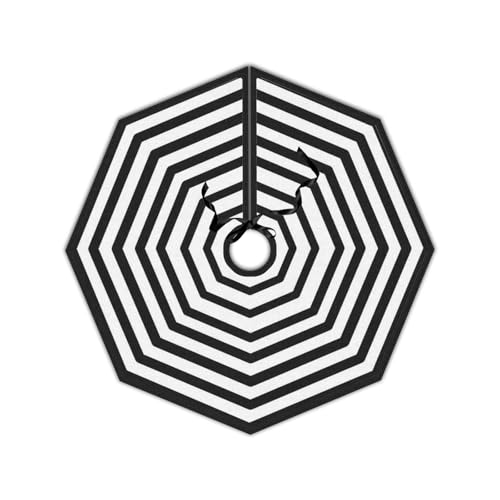 Large Halloween & Christmas Spider Web Tree Skirt 36 Inch Octagonal Black White